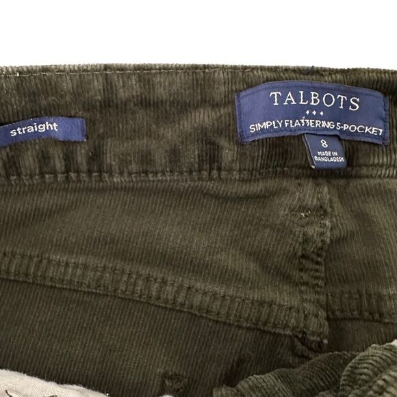 Talbots Simply Flattering Straight Leg size 8 Corduroy Dark Green - Picture 3 of 5